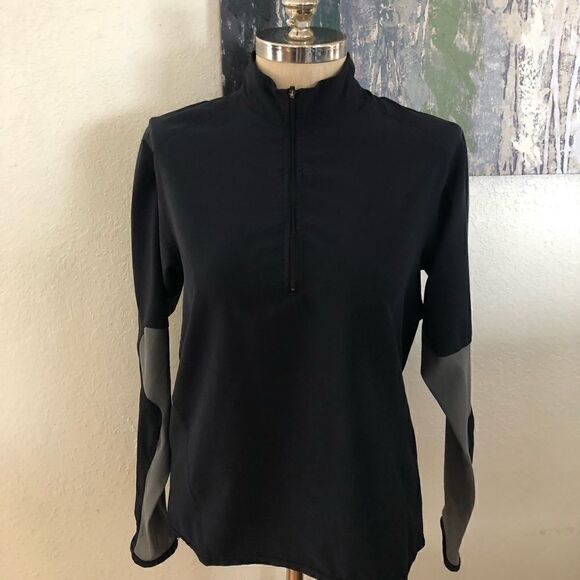 NIKE Black/Gray Lightweight Mesh 1/4 Zip Pullover - Picture 1 of 8